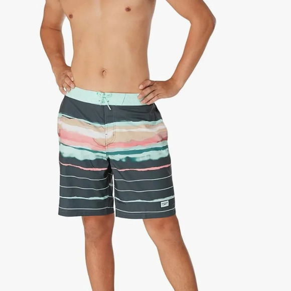 NWT Speedo Men's Swim Trunk Boardshort Bondi Striped - Picture 2 of 7